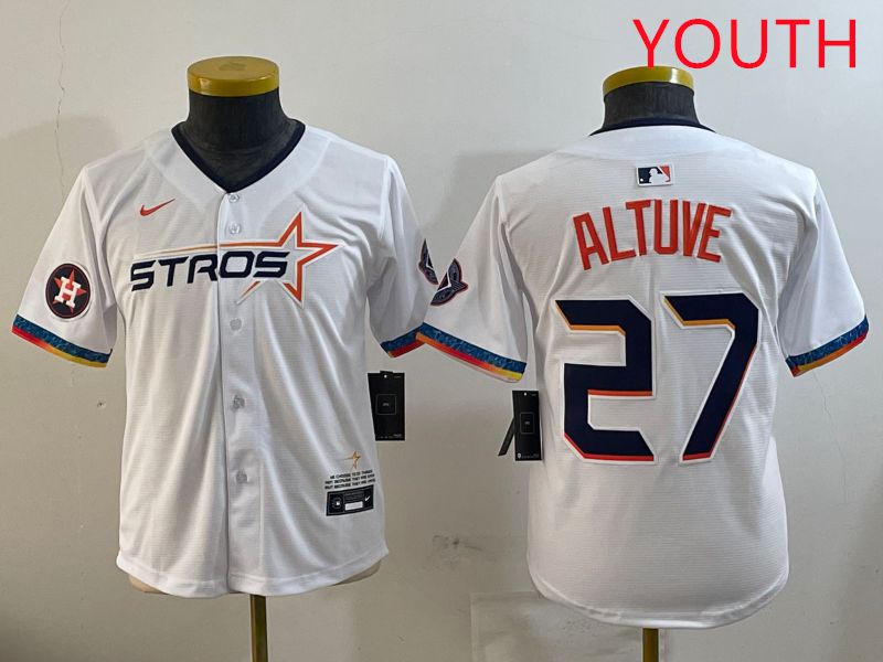 Youth Houston Astros #27 Altuve White Fourth generation Joint Name 2025 Nike MLB Jersey style 8